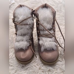 Brand New George Girl's Faux Fur Lace-Up Boots